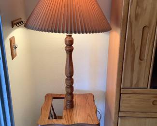 Wood table lamp /book rack. 
