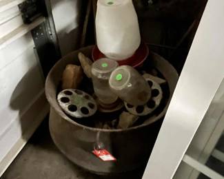 Iron 1907 pot and chicken feeders