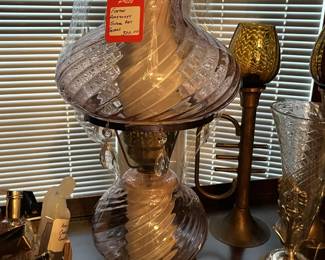 Pink Swirl Fenton Glass Lamp with 3 way switch