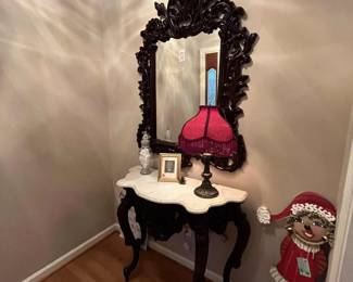 Design Tuscano Console and Mirror, Lamp and Handmade Pot Person Elf