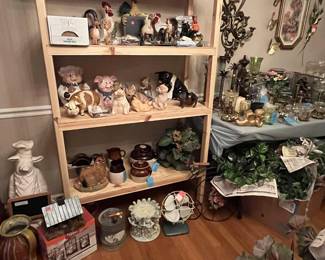 Jugs, Pigs, Chickens, Antique Gas Can and Fan. Pig Chalkboard