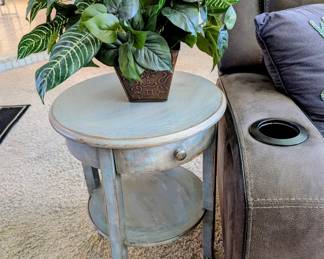 #5+#6 Round Teal Side Table 19"Wx24"H $75ea