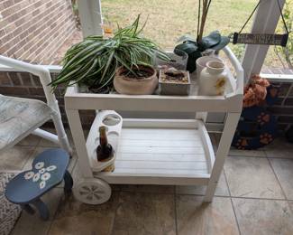 #41 White Rolling Wine Cart 26"Wx18"Dx28"H $64