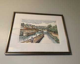 Signed and numbered print of “The Lehigh Canal at the New Street Bridge, Bethlehem, Pennsylvania”