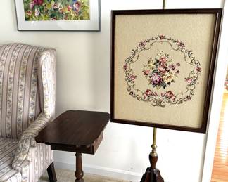 Antique Fireplace Screen Needlepoint