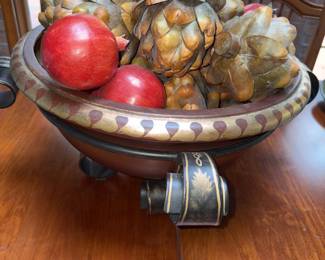 Blk/Gold Metal Centerpiece W/Artichokes & Pomegranates!
