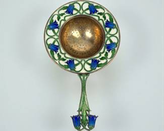 Enameled Sterling Silver Tea Strainer