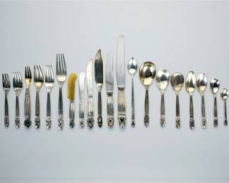 (255pc) Georg Jensen Acorn Sterling Silver Flatware Set