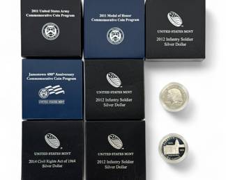 (9) United States Commemerative Silver Dollar Coins