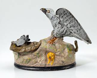J. & E. Stevens Co. Eagle & Eaglets Cast Iron Mechanical Bank