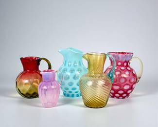 (5pc) Art Glass Pitchers Inc Fenton