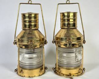 Pair of Brass Anchor Ship’s Lanterns