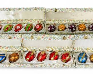 (24pc) Vintage German "Oberfrankische Glas" Egg Ornaments