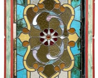 Leaded and Stained Glass Vertical Window Panel