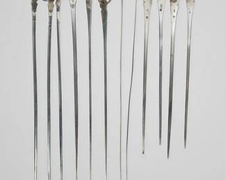 (10) Antique French Sterling Silver Skewers