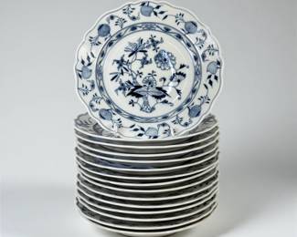 (15pc) Meissen Porcelain Blue Onion Plates