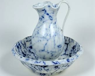 Davenport Blue & White Marble Washbasin & Jug