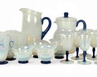 (29pc) Fry Foval Delft Blue Ice Tea Set