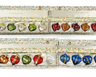 (21pc) Vintage German "Oberfrankische Glas" Heart Ornaments