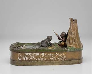 J. & E. Stevens 'Chief Big Moon' Cast Iron Mechanical Bank