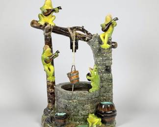 Jerome Massier Majolica Well with Singing Frogs