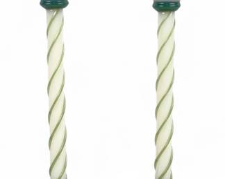 Pair Of Fry Foval Jade Twist Candlesticks (B)