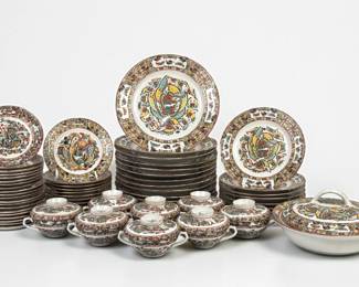 (60pc) Chinese One Thousand Butterflies Porcelain Dinner Service