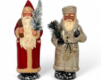 (2) Ino Schaller Papier Mache Santas