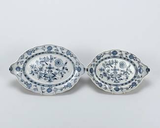 (2) Meissen Porcelain Blue Onion Platters