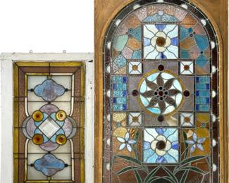 (2pc) Stained Glass Window Panels (Large)
