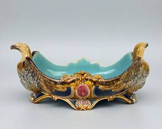 Antique Sarreguemines Majolica Centerpiece