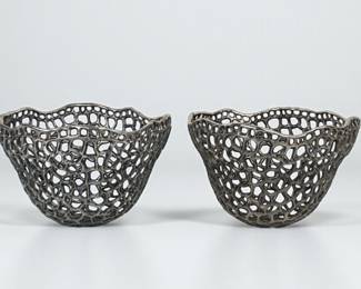Pair of L’Objet Openwork Metal Bowls