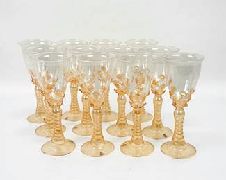 (12pc) Abigail’s Venetian-Style Gold Infused Glass Goblets