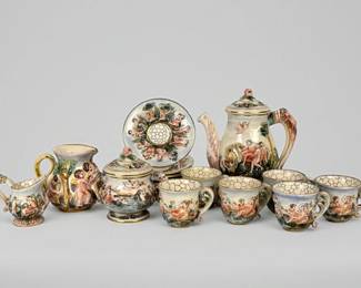 Vintage Italian Capodimonte Porcelain Demitasse Tea Set