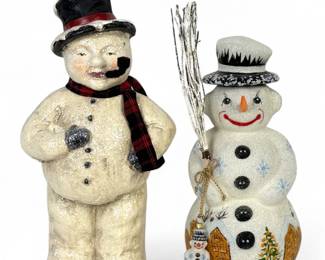 (2) Snowman Figurines