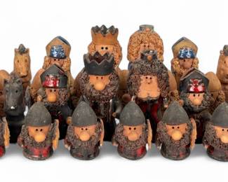 (32pc) Hand-Made Viking Pottery Chess Set