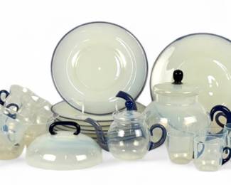 (35pc) Fry Foval Delft Blue Coffee & Tea Set Plus More