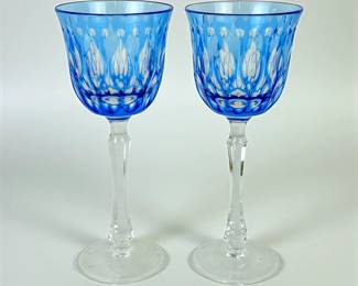 Pair of Varga "Renaissance" Sky Blue Wine Hocks