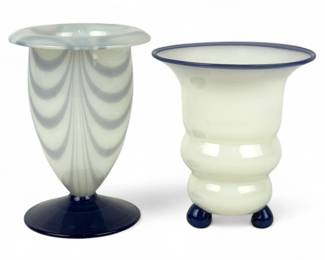 Pair Of Fry Foval Delft Blue Vases