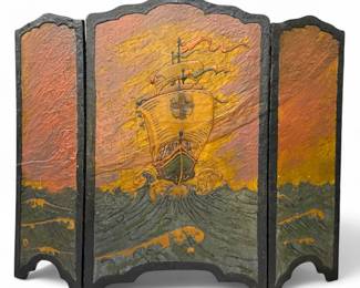 Antique Nautical Themed Fireplace Screen