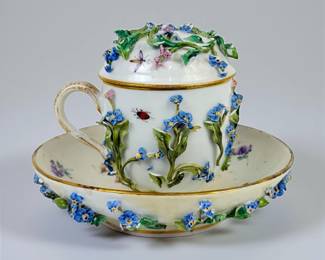 Meissen Forget-Me-Nots Porcelain Cup & Saucer