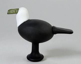 Oiva Toikka Iittala Glass Bird – White, Green & Black