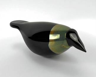 Oiva Toikka Nuutajarvi Glass Bird – Black & Gold