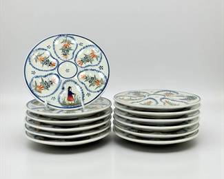 (12) Henriot Quimper Ceramic Oyster Plates
