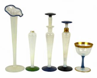 (5) Fry Foval Opalescent Pieces Including Perfume Bottles