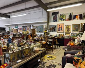 Long range view wit chairs, art, etc