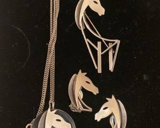Vintage modernist sterling Beau Horse jewelry