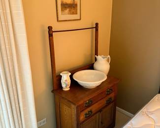 Antique Wash Stand with Basin and Pitcher