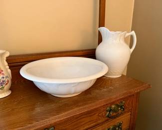 Antique Wash Stand with Basin and Pitcher