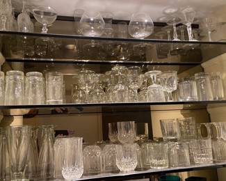 Assorted bar glassware and crystal, including: Longchamps and Waterford brands